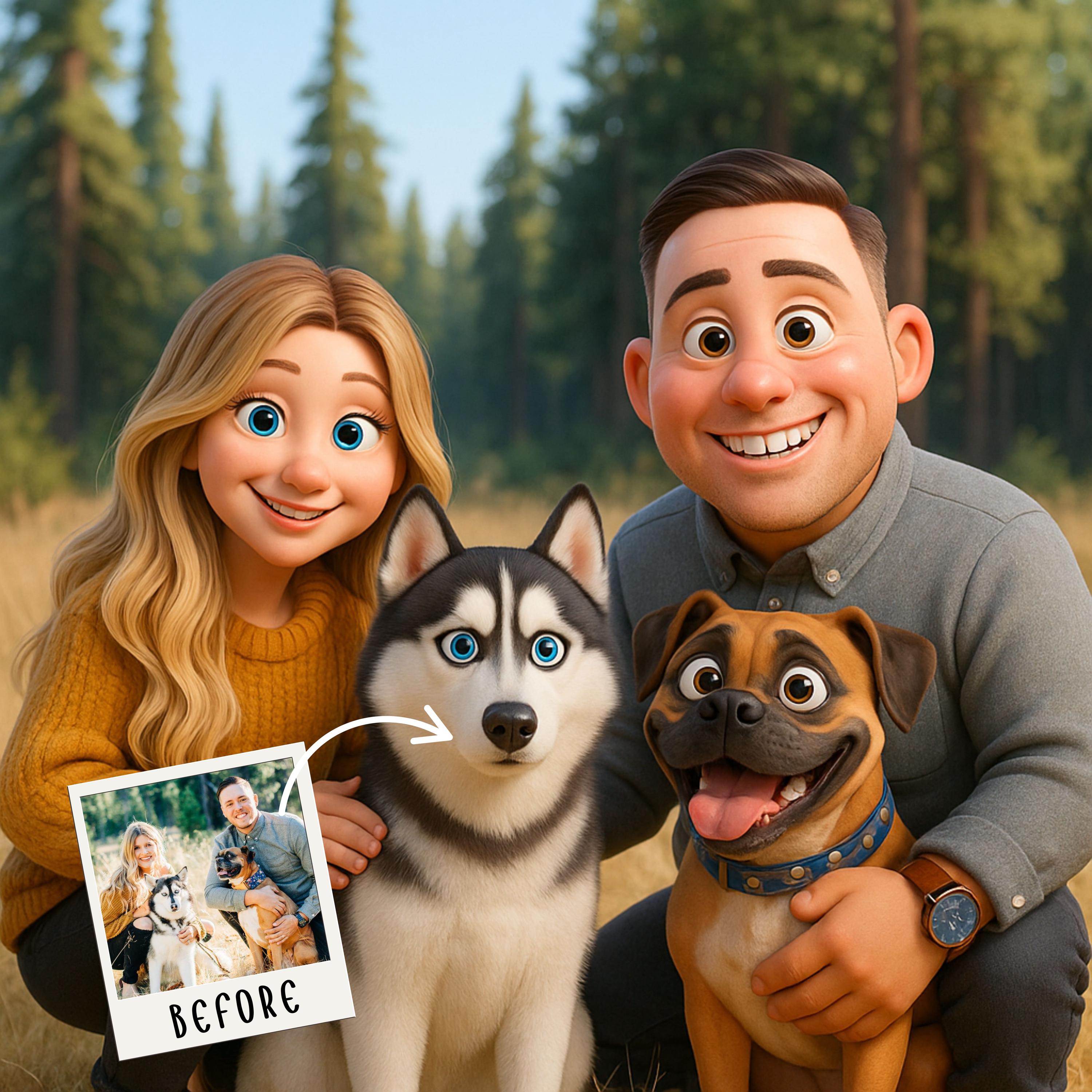 Custom Pixar Style Portrait, Draw Pixar From Photo, Couples Pixar Gift ...