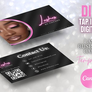 Lash Business Card Template : Beauty Salon Lash Technician Hair Makeup Card Design Canva Editable Customizable DIY Graphic Design Extensions