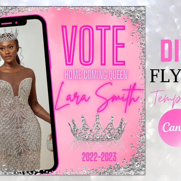 Editable Homecoming Vote Campaign High School Election DIY Flyer Canva Template Social Media instagram post Voting Advertisment Class Flyer