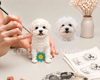 Custom Dog Figurine Gift, Personalized Pet Memorial Sculpture, Handmade Puppy Portrait Keepsake, Unique Dog Lover Present