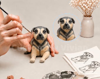 Custom Dog Clay Figurine, Personalized Pet Memorial Statue, Handmade Dog Lover Gift, Puppy Sculpture, Pet 3D Portrait Keepsake