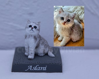 Custom Cat Statue, Pet figurine, Pet Memorial Gift, Custom Pet Wedding Cake Topper, Cat Lover Gift, Cat Birthday Gift, Pet Urn Sculpture