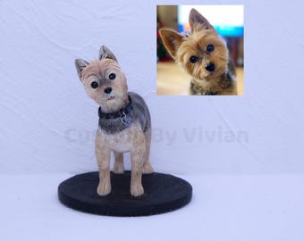 Statuina in argilla personalizzata a forma di cane, statua di cane, scultura di cane, decorazione per torta a forma di cane, regalo per mamma cane, regalo per papà cane, decorazione per torta nuziale a forma di cane, regalo per la perdita di un cane
