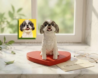 Custom Dog Figurine, Dog Mom Gift, Personalized Pet Statue, Custom Shih Tzu Miniature, Handmade Dog Memorial Figure, Dog Loss Gift