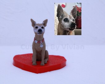 Statuina di cane in argilla personalizzata, regalo personalizzato per papà e mamma, regalo per la perdita di un cane per un amico, topper per torta nuziale personalizzato con cane, regalo in ricordo di un cane