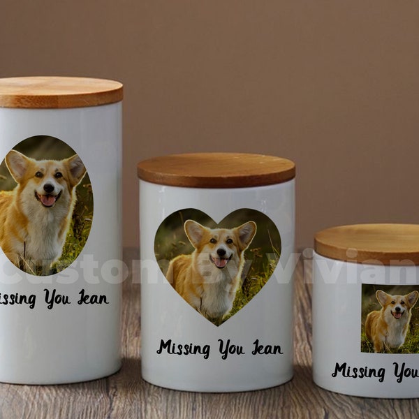 Custom Dog Urn, Printed Pet Ceramic Urn, Cremation Pet Urn, Engraved Dog Cat Ashes, Dog Memorial , Pet Loss Gifts, Custom Portrait Dog Urns