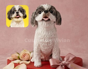 Custom Dog Memorial Statue, Personalized Dog Clay Figurine, Pet Loss Gift,  Shih Tzu Sculpture, Handmade Pet Keepsake Art