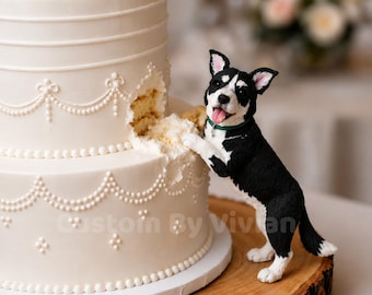 Personalized Dog Wedding Cake Topper, Custom Pet Figurine, Handmade Puppy Cake Decor, Dog Lover Wedding Gift