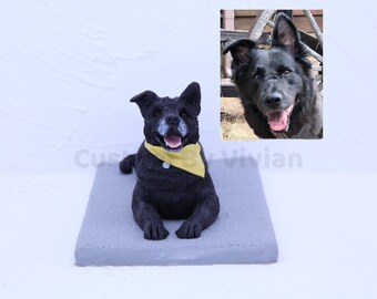 Custom Small Dog Figurine, Black Dog Statue, Dog Mom Gift, Clay Dog Sculpture, Personalized Dog Gifts, Custom Wedding With Dog Cake Topper