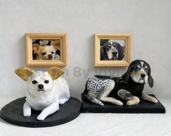 Custom Family Ornament With Chihuahua, Custom Bluetick Coonhound Figurine, Cute Chihuahua Statue, Dog Remembrance Gift, Dog Memorial Gifts