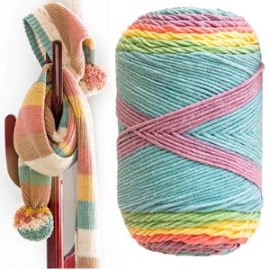 Handgefärbtes 5-Farben-Regenbogengarn fürs Häkeln, Stricken, Makramee | Umweltfreundlicher, lebendiger Strang | DIY Faser Kunst Versorgung