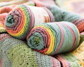 Hilo teñido de segmento de arco iris Hilo de tejer súper blando hecho a mano de lana de 5 hebras