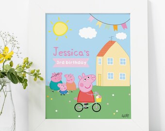 Editable Peppa Pig Table Sign, Printable Peppa Pig Birthday Decoration, 8x10" Sign REF006