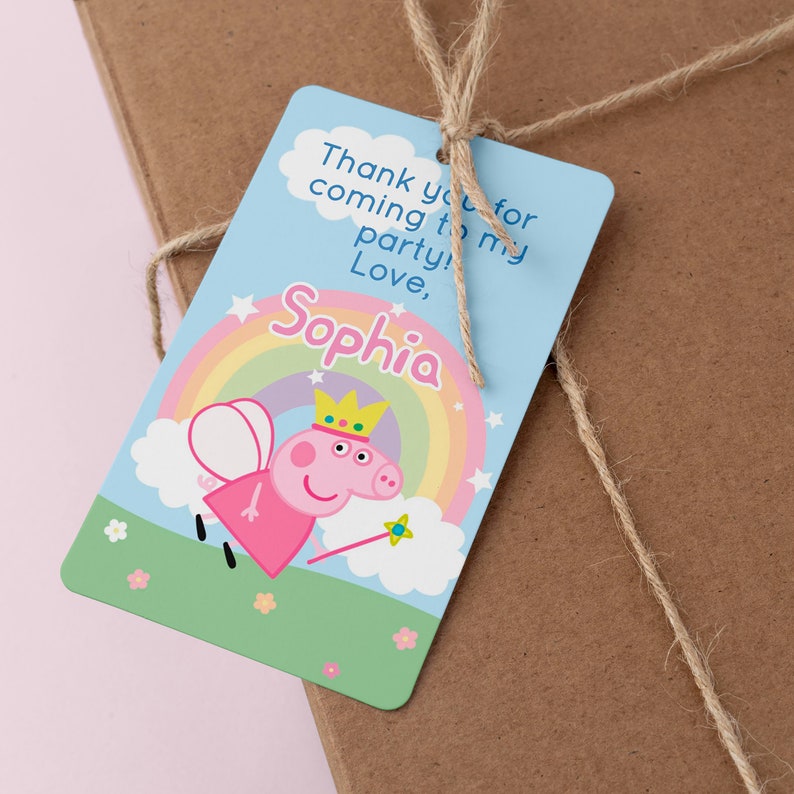 Editable FAIRY PEPPA Pig Thank You Tag Printable Peppa Pig - Etsy