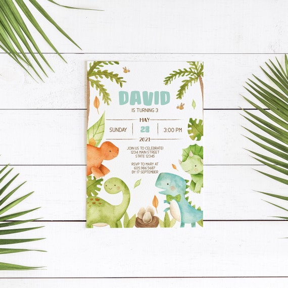 Editable BABY DINOSAUR Birthday Invitation, Dinosaur Invitation