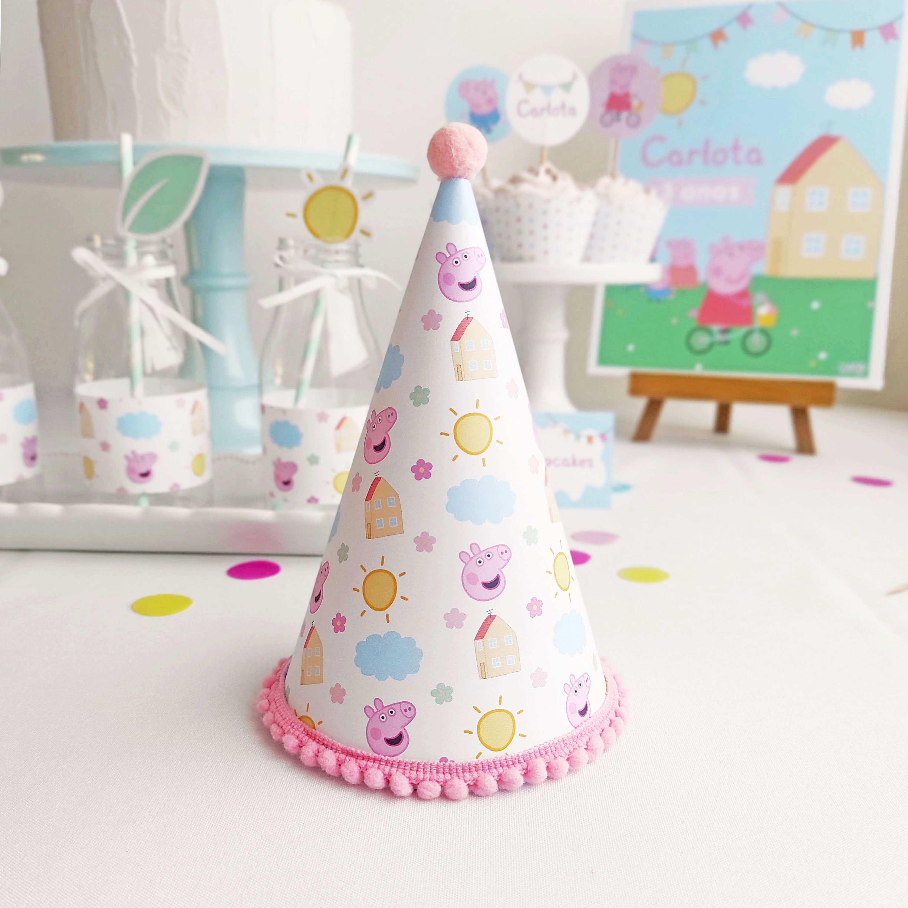 Peppa Pig Party Hat Template Peppa Pig Party Decorations Etsy Canada