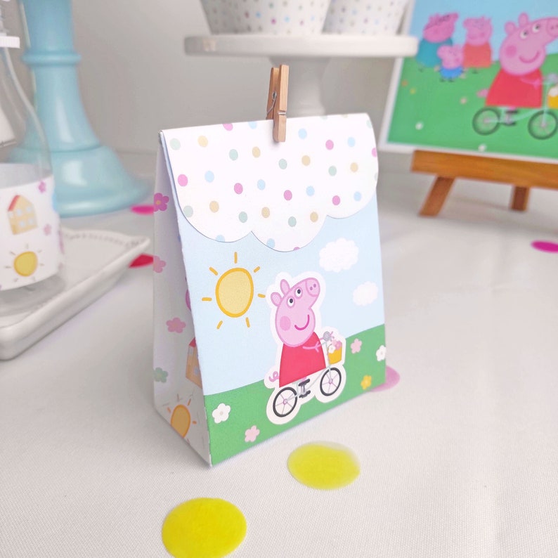 Editable Peppa Pig Favor Paper Bag Printable Peppa Pig Etsy