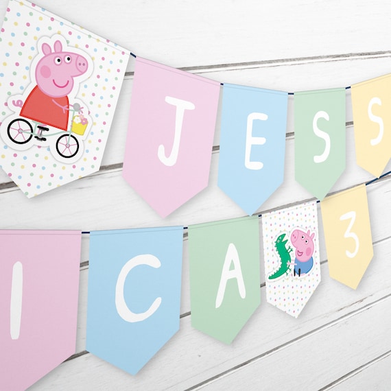 Editable PEPPA PIG Bunting Banner, Printable Peppa Pig Birthday ...