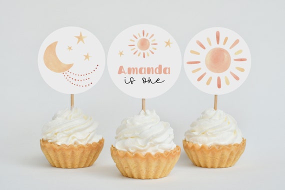 Boho Sunshine Cupcake Toppers Printable, 1st Trip Around the Sun, Sunshine Party REF005 Il_570xn