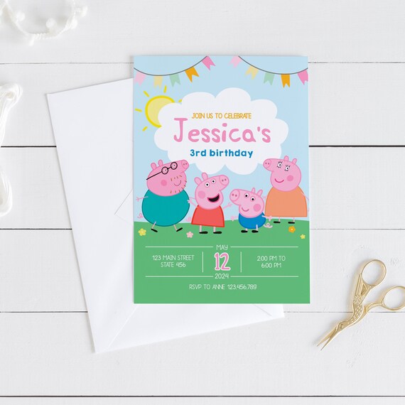 Editable PEPPA PIG Birthday Invitation, Instant Download, Peppa Pig ...