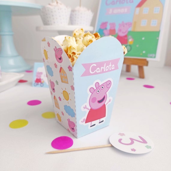 Editable Peppa Pig Popcorn Box, Printable Peppa Pig Printable Decor