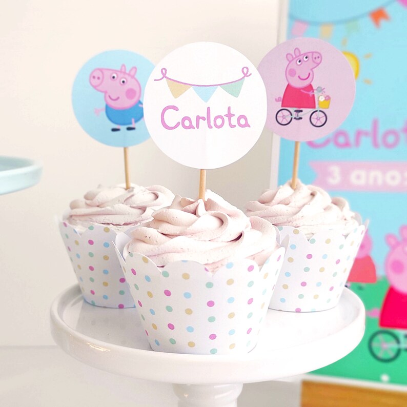Editable Peppa Pig Cupcake Toppers Printable Peppa Pig Etsy