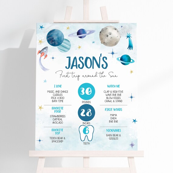 Editable OUTER SPACE Milestone Sign, Printable Space Astronaut Birthday ...