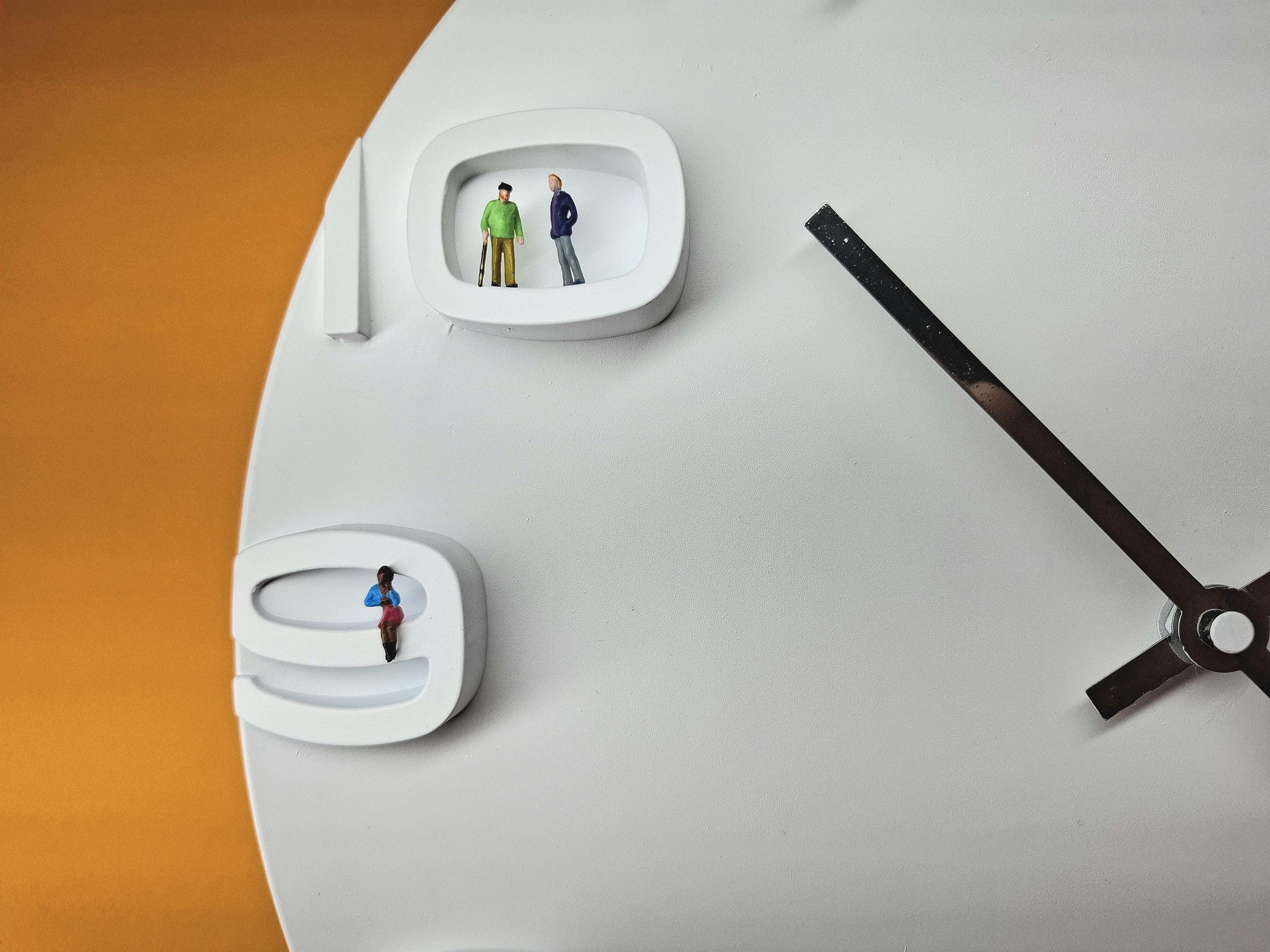 Clock "the little moments" - white, silver - wall clock round - philosophical gift idea - handmade
