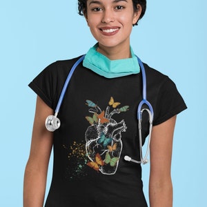 Cardiac Nursing Shirt, Butterfly Anatomy Heart T Shirt, Cardiology Cardiovascular Nurse and Doctor Shirt Gift, CVICU Nurse Shirt, Kreandolux