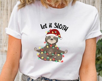 Let it Sloth t shirt for Christmas. Lets it snow tshirt. Sloth shirt gift. Cute animal shirt. Christmas gift for women. Cute Christmas gift.