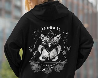 Mystical Sweat Magical Moth Hoodie Magic Mushroom Hoodie Moon Phase Hoodie Fairycore Hoodie Aesthetic Magic Crystals Hoodie Sweat