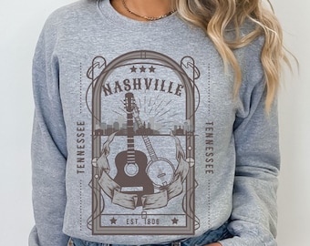 Vintage Nashville Sweatshirt Nashville Tennessee Sweatshirt Tennessee Crewneck Retro Tennessee Sweatshirt Country Music Sweat Kreandolux