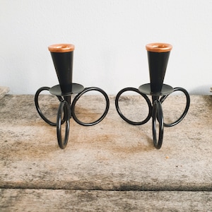 A pair of Vintage Candle Sticks Design by Gunnar Ander for Ystad Metall Sweden 1960s