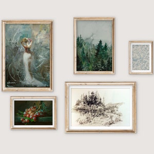 Rustic Forest Painting | Mountain Landscape Art Print | PRINTABLE Digital Downloadable |