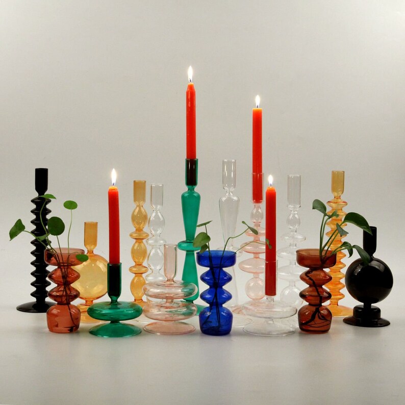 Beautiful Purple Candlestick Holder Colorful Bubbly Candles Etsy