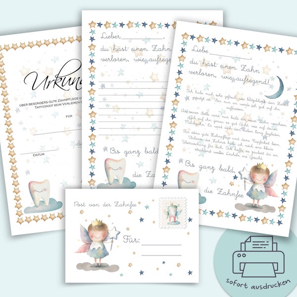 Letter from the Tooth Fairy to print out yourself | customizable | Letter template to fill out yourself