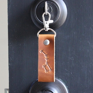 big dipper star constellation Brown Leather Keychain Handmade in USA Key ring