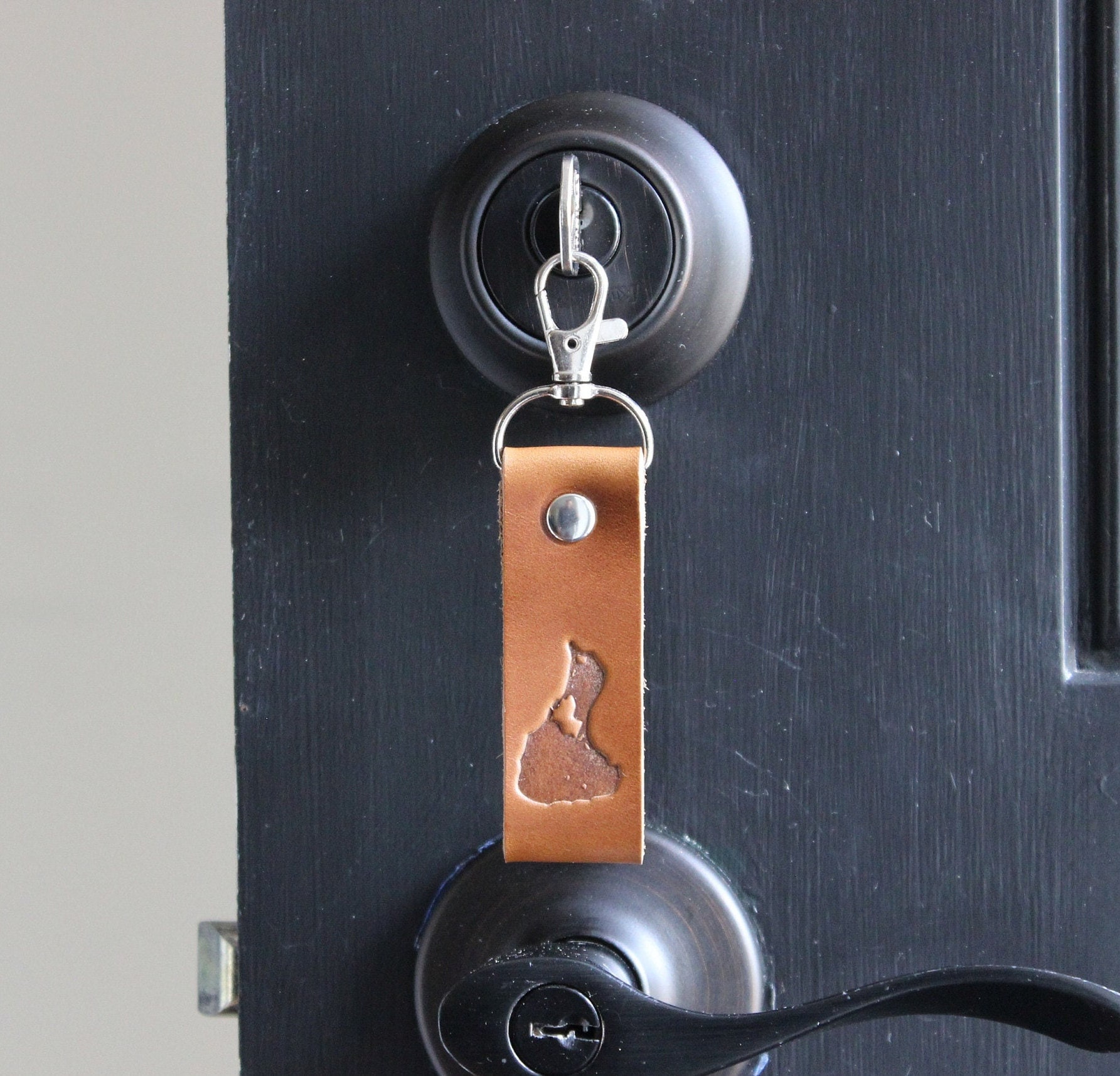 Block Island Rhode Island RI Brown Leather Keychain Handmade in USA Key ...