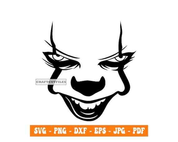 Pennywise Halloween SVG PNG DXF, Pennywise Face Clipart, Files For Cricut, Cut Files For Silhouette, Cameo, Laser Cut, Decal, Sticker