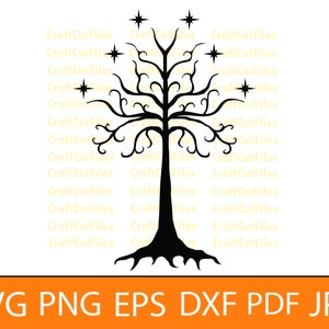 Árbol de Gondor SVG, Árbol de Gondor Clipart, Árbol de Gondor Cricut Archivos, Árbol de Gondor Archivos cortados para artesanos, PNG, DXF, Vector, Eps