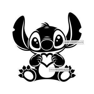 Stitch Holding Heart SVG, Stitch Valentine SVG, Stitch SVG, Family Ohana Svg, Clipart, bestanden voor Cricut, gesneden bestanden voor silhouet, png, vector