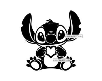 Stitch Holding Heart SVG, Stitch Valentine SVG, Stitch SVG, Family Ohana Svg, Clipart, Files For Cricut, Cut Files For Silhouette,Png,Vector