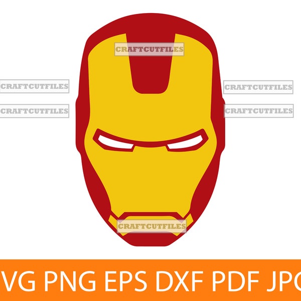 Iron Man SVG, Iron Man Head SVG, Iron Man Mask SVG, Iron Man Clipart, Files For Cricut, Cut Files For Silhouette, Dxf, Png, Eps, Vector