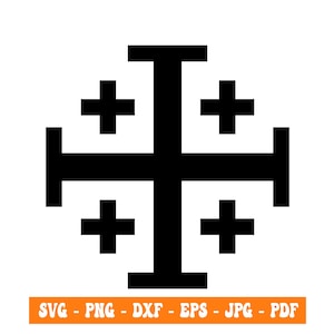 Jerusalem Cross SVG PNG DXF, Jerusalem Cross Clipart, filer för Cricut, klippfiler för silhuett, vektor, klistermärke dekal vinyl, digital nedladdning