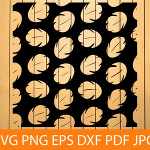 May include: Black and white digital design featuring a repeating pattern of stylized leaves. This design is perfect for creating crafts, home decor, and more.