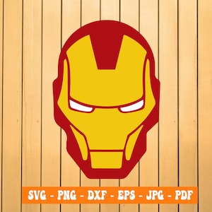 Iron Man #2 SVG, Iron Man Head SVG, Iron Man Mask SVG, Iron Man Clipart, File per Cricut, File di taglio per Silhouette, Dxf, Png, Eps, Vettore