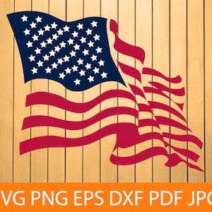 Bandera Americana SVG PNG Pdf, Bandera Americana Ondeando Svg, Bandera de EE.UU. svg, Bandera Americana Clipart, Archivos para Cricut, Cortar archivos para silueta, Vector