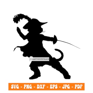 長靴をはいた猫 SVG、グリム童話 SVG、長靴をはいた猫 クリップアート、Cricut 用ファイル、シルエット用カット ファイル、Dxf、Png、長靴をはいた猫 ベクター