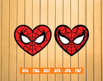 Spiderman Heart SVG PNG, Spiderman Valentine SVG, Superhero Valentine Svg, Clipart, Files For Cricut, Cut Files For Silhouette, Dxf, Vector