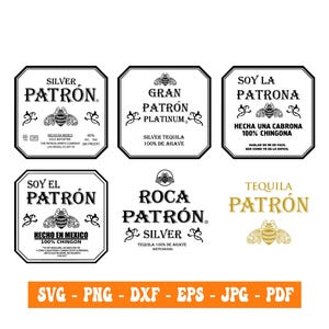 Tequila Label SVG Bundle, Tequila SVG, Soy La Patrona, Silber Patron, Clipart, Dateien für Cricut, Schnittdatei für Silhouette, Druckdateien